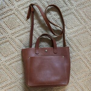 Portland Leather Goods Mini crossbody tote classic style.